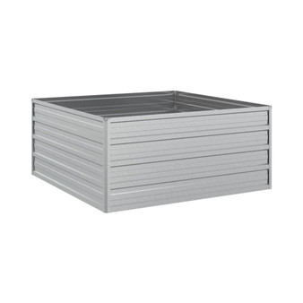 Garden Raised Bed 39.4"x39.4"x17.7" Galvanized Steel Silver