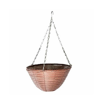 GSARA3627 Woven Plastic Rattan Hanging Basket, Rusty