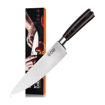 Knife Japanese 8 inch High Carbon German Stainless Steel with Ergonomic Pakkawood Handle - Full Tang Ultra Sharp Blade Edge - High Carbon Stainless Steel Chef's Knives - Pakka Wood