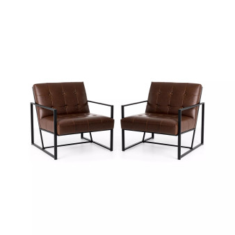 Modern Leatherette Accent Armchair with Frame, Set of 2, 29.25"