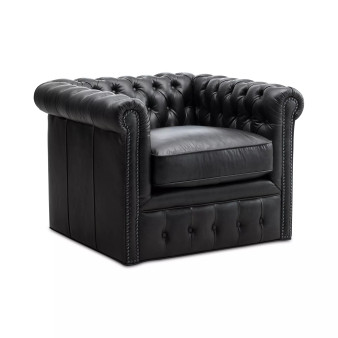 CLOSEOUT! Calvine 39" Leather Self Centering Swivel Chair, Created for Macy's