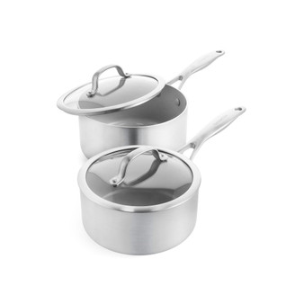 Venice Pro Tri-Ply Stainless Steel Healthy Ceramic Nonstick 2-Quart, 3-Quart Saucepan Pot Set with Lids