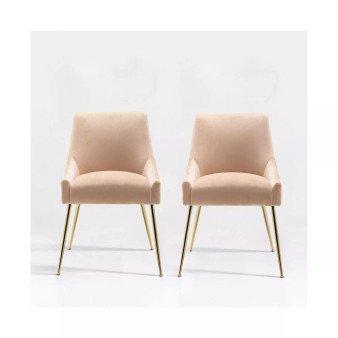Upholstered Performance Velvet Accent Chair With Metal Leg (Set of 2)