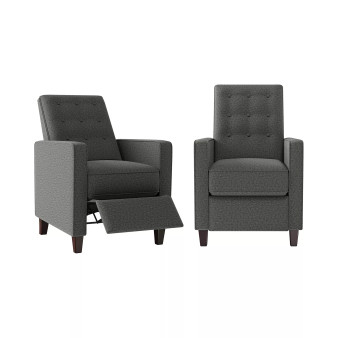 Gruber Pushback Square-Arm Recliner Chairs, Set of 2