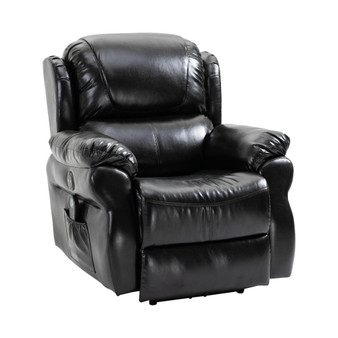 Ultra-Plush Massage Chair Full-Body with Backrest, Thick Armrests, Faux Leather Recliner Chair, 8-Point Massage Recliner, Black