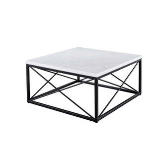 Skyler 36" Square Marble and Metal Cocktail Table