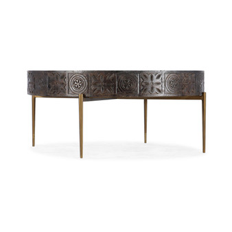 Commerce Market Carved Round Cocktail Table