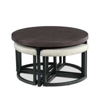 Yukon 36" Round Coffee Table with Four Stools