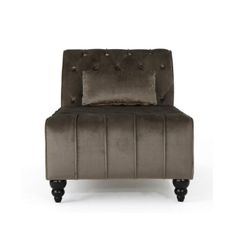 Rubie Modern Glam Tufted Chaise Lounge with Scrolled Backrest
