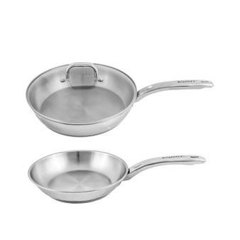 Belly 18/10 Stainless Steel 3 Piece Fry Pan and Skillet Set