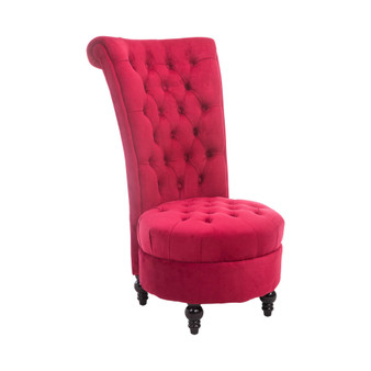 Retro Button-Tufted Royal Design High Back Armless Chair w/Thick Padding