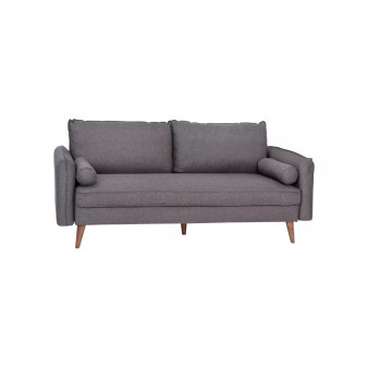 Carthage Upholstered Mid-Century Modern Pocket Spring Sofa With Wooden Legs And Removable Back Cushions