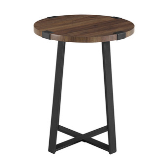 18" Metal Wrap Round Side Table - Dark Walnut