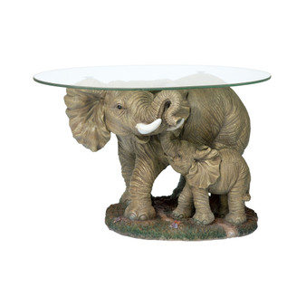 Elephant's Majesty Glass-Topped Cocktail Table