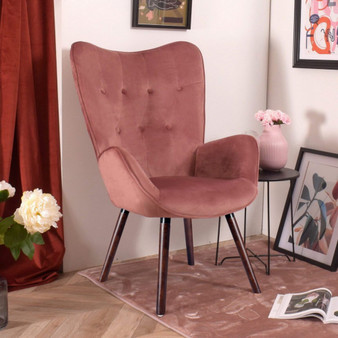 Modern Wingback Accent Armchair Living Room Tufted Velvet Upholstered, ROSE