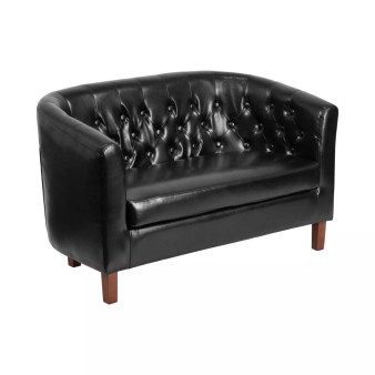 Button Tufted Barrel Back Loveseat Chair