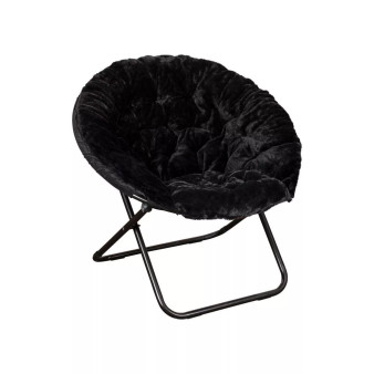 Ersa Oversize Folding Saucer Chair With Cozy Faux Fur Cushion And Metal Frame For Dorms, Bedrooms, Apartments And More