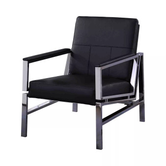 Fifth Avenue Faux Leather and Stainless Steel Accent Chair