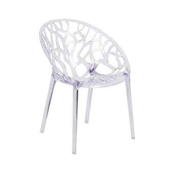 Transparent Oval Shaped Stacking Side Chair With Artistic Pattern Design