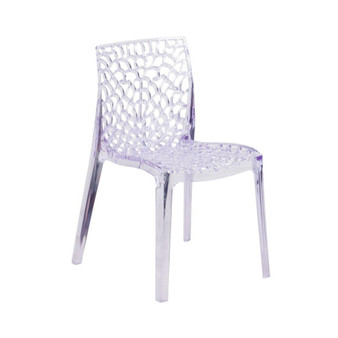 Transparent Stacking Side Chair With Artistic Pattern Design