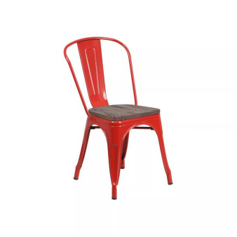 Metal Stackable Chair with Wood Seat, 18"W x 20"D x 33"H