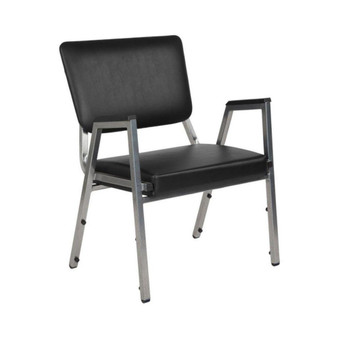 1500 lb. Rated Black Vinyl Bariatric Arm Chair with 3/4 Panel Back and Silver Vein Frame