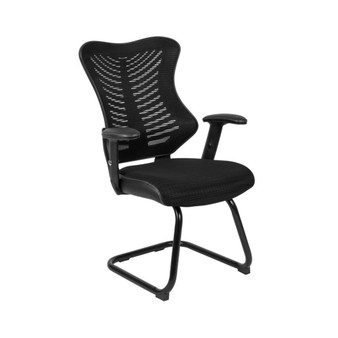 Designer Mesh Sled Base Side Reception Chair With Adjustable Arms