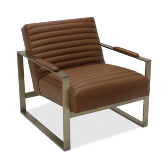 Elmie Leather & Brass Accent Chair, Created for Macy's