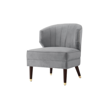 Cybele Velvet Channel Back Accent Chair with Nailhead Trim