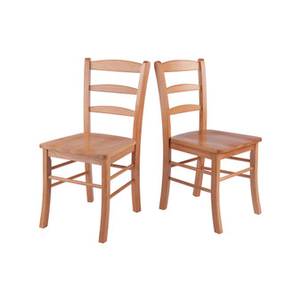 Contemporary Set of 2 Solidwood Ladder Back Chair, RTA - Light Oak