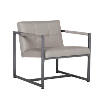 Camber Accent Chair, Mid-Century Modern Chair, Pewter/Off-White Mushroom Bonded Leather