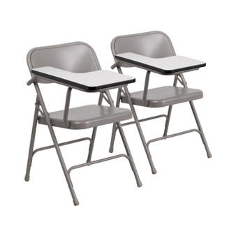 2 Pack Premium Steel Folding Chair With Right Handed Tablet Arm