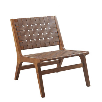 Oslo 24.75" Wide Faux Leather Woven Accent Chair