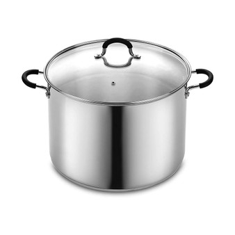 Professional Stainless-Steel Stockpot with Glass Lid 24-Qt