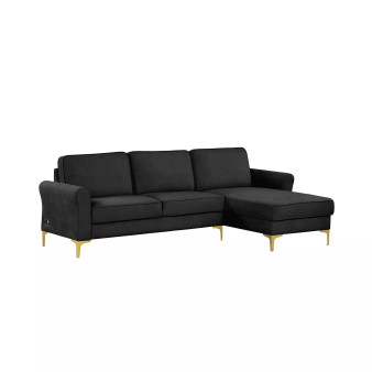 34.25" Wood, Steel, Foam and Polyester Lance Reversible Chaise with Power and USB Ports Sofa