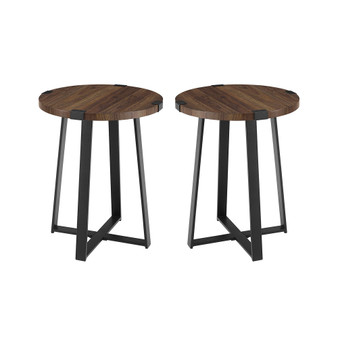 Modern Industrial 2-Piece Metal Wrap Side Table Set
