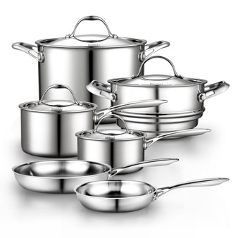 Multi-Ply Clad Stainless-Steel 10-Piece Cookware Set