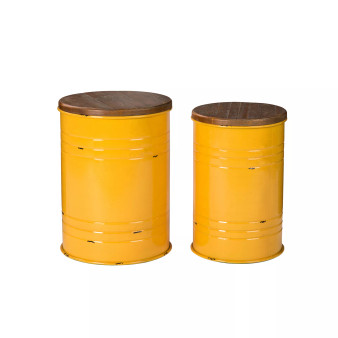 Modern Metal Storage Accent Table or Stool, Set of 2