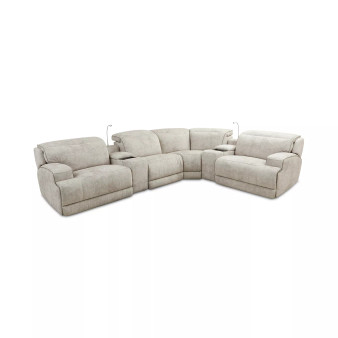 Sebaston 6-Pc. Fabric Sectional with 2 Power Motion Recliners and 2 USB Consoles, Created for Macy's