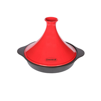 French Enameled Cast Iron 12" Tajine with Ceramic Cone Lid