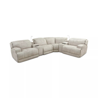 Sebaston 6-Pc. Fabric Sectional with 3 Power Motion Recliners and 2 USB Consoles, Created for Macy's