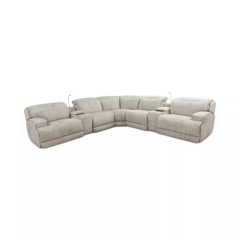 Sebaston 7-Pc. Fabric Sectional with 2 Power Motion Recliners and 2 USB Consoles, Created for Macy's