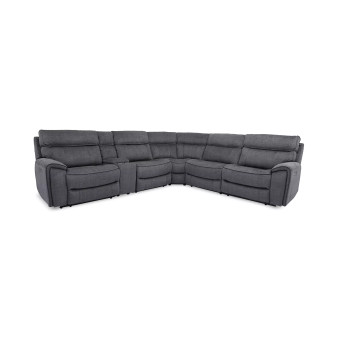 Hutchenson 6-Pc. Fabric Sectional with 2 Power Recliners, Power Headrests and Console with USB