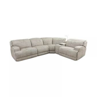 Sebaston 5-Pc. Fabric Sectional with 3 Power Motion Recliners and 1 USB Console, Created for Macy's