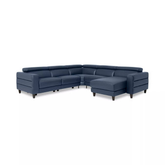 Silvanah 5-Pc. Leather Sectional with Storage Chaise and 2 Power Recliners, Created for Macy's