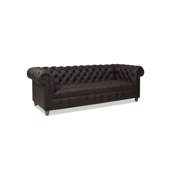 Luxe Baron 92" Genuine Leather Chesterfield Sofa