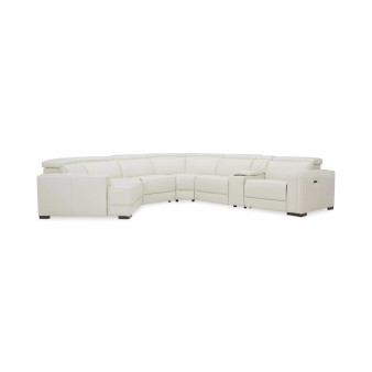 Jenneth 6-Pc. Leather Sofa with 1 Power Motion Recliner and Cuddler, Created for Macy's