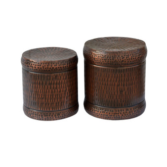 Lindy Hammered Metal Accent Stools, Set of 2