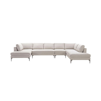 Evella 4 Piece Fabric Double Chaise Sectional