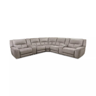 Terrine 7-Pc. Fabric Sectional with 2 Power Motion Recliners and 2 USB Consoles